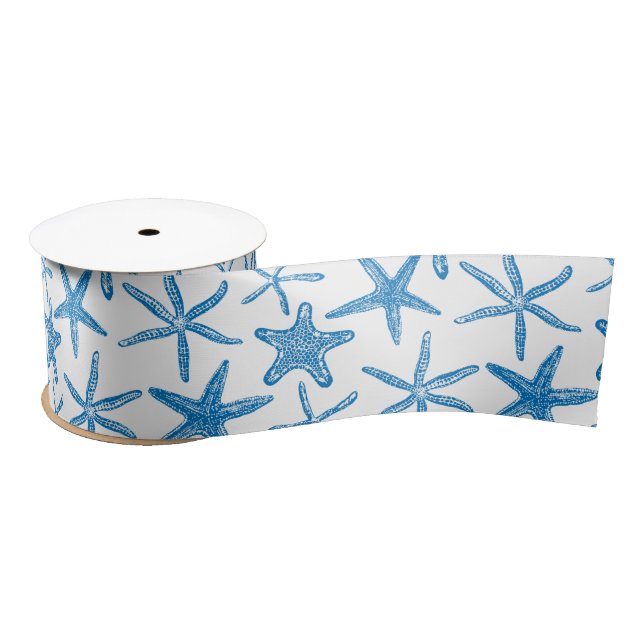 Sea stars in blue satin ribbon (Spool)