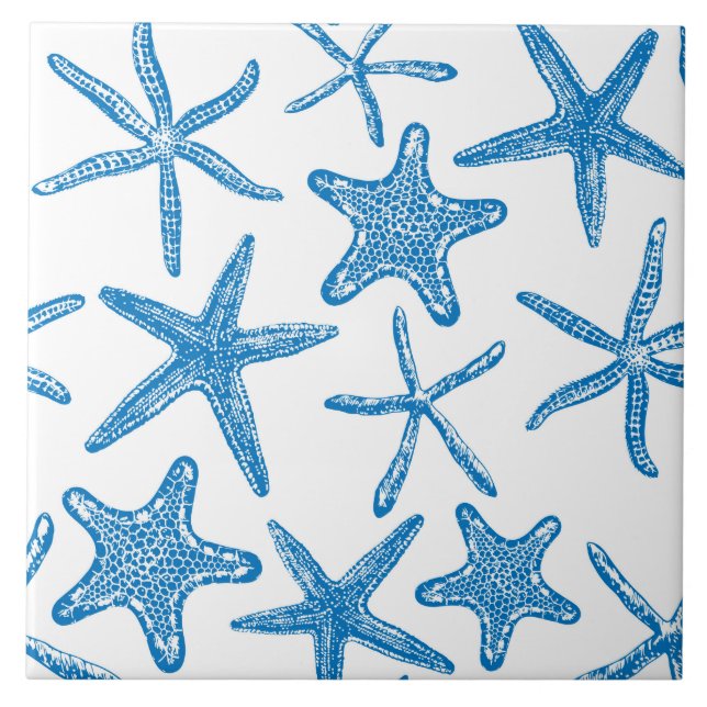 Sea stars in blue tile (Front)