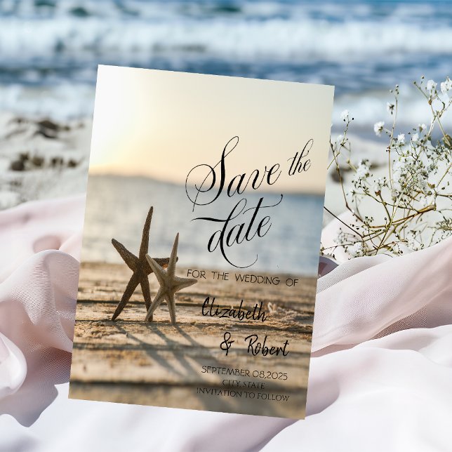 Sea stars Sand Beach Save The Date (Creator Uploaded)