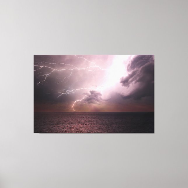Sea Storm Lightning Wave Canvas Print (Front)