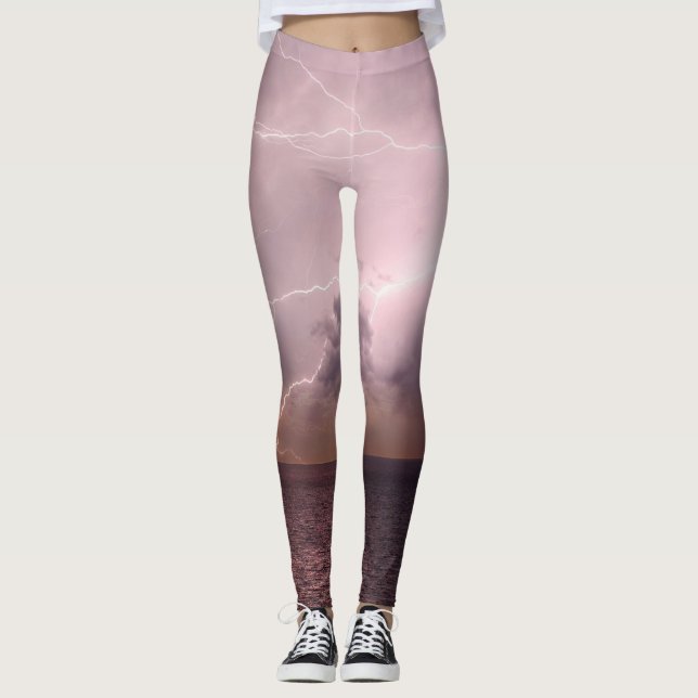 Sea Storm Lightning Wave Leggings (Front)