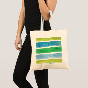 Sea Stripes Watercolor Tote Bag