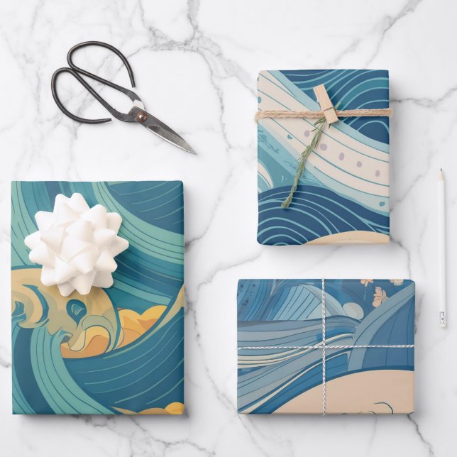 Sea Style Wrapping Paper Sheet (Front)