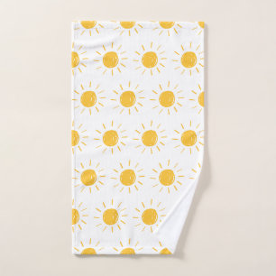 Sea sun cute yellow illustration kid's  hand towel
