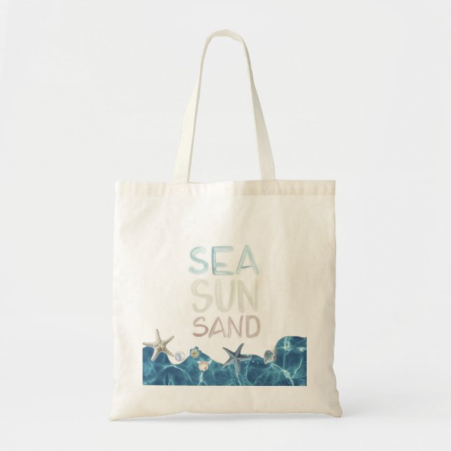 Sea Sun Sand Summer Beach Tote Bag (Front)