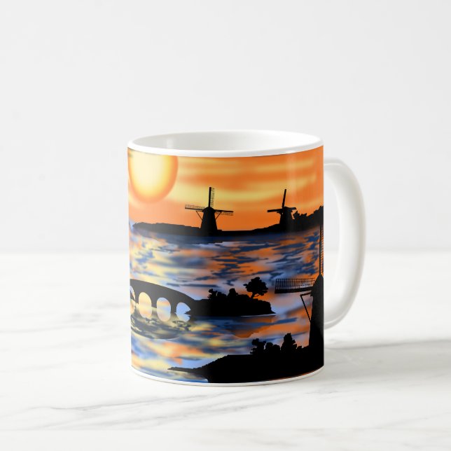 Sea Sunrise Netherlands Landscape Coffee Mug (Front Right)