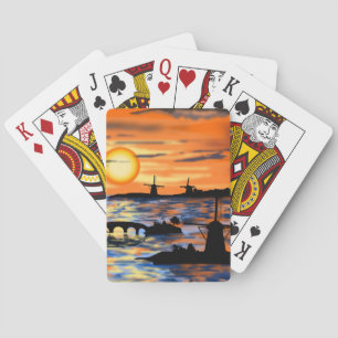 Sea Sunrise Playing Cards Netherlands Landscape