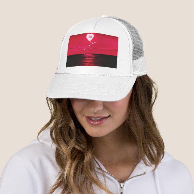 Sea Sunset Love Trucker Hat Heart Romantic (In Situ)