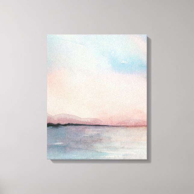 Sea Sunset Triptych - Pastel Watercolors Canvas Print (Front)