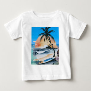 sea sunShine & palm tree on beach Baby T-Shirt