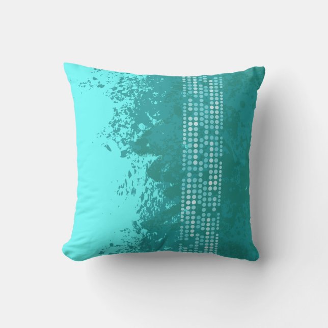 sea surf aqua blue dot abstract cushion pillow (Front)