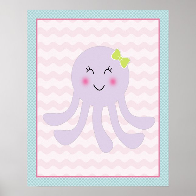 Sea Sweeties Girl Sealife Octopus Art Poster (Front)
