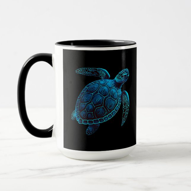 Sea swimming turtle, blue mug (Left)