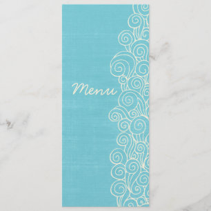 Sea swirls blue & cream wedding dinner menu