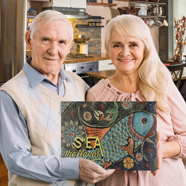 Sea The Flavour Mosaic Fish Cutting Board (A vibrant mosaic-style board that brings coastal color and foodie fun to any kitchen.)