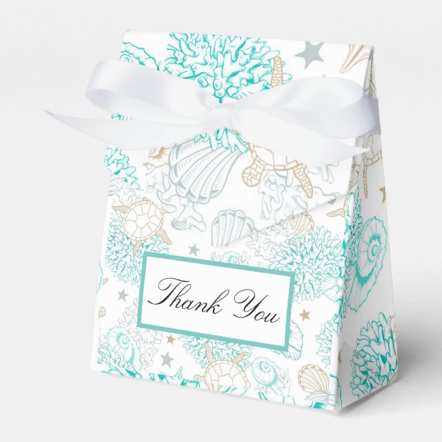 Sea The Love Beach Nautical Wedding Flat Favour Box (Front Side)