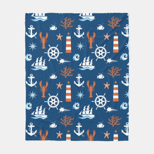 Sea Theme Pattern 1 Fleece Blanket (Front)