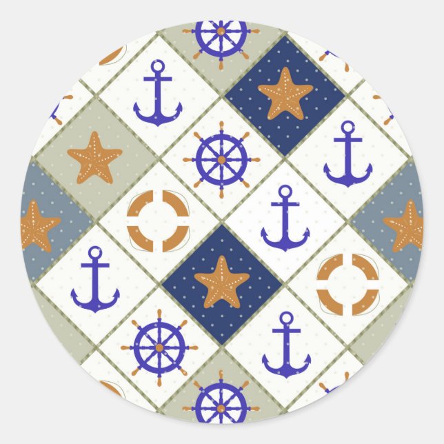 Sea Theme Pattern 2 Classic Round Sticker (Front)
