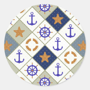 Sea Theme Pattern 2 Classic Round Sticker