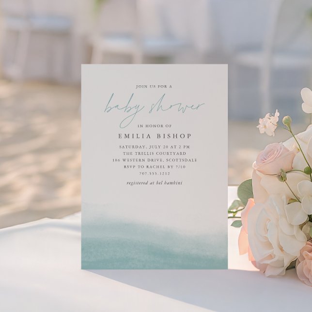Sea Tides Coastal Watercolor Baby Shower Invitation (Creator Uploaded)