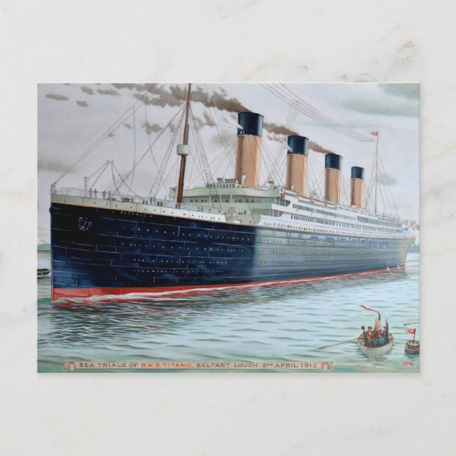 Sea Trials of RMS Titanic Postcard (Front)