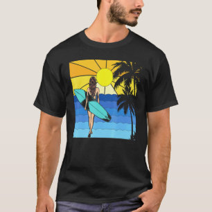 Sea Tropical Beach Surfboard Waves Surfer Sunset S T-Shirt