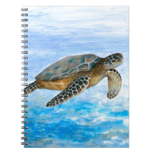 Sea Turtle 1 blue water Spiral Notebook