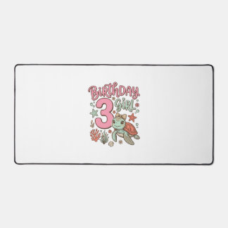 Sea Turtle 3rd Birthday Girl Vector Design_1 Desk Mat