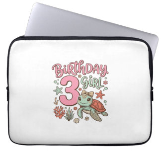 Sea Turtle 3rd Birthday Girl Vector Design_1 Laptop Sleeve