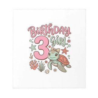 Sea Turtle 3rd Birthday Girl Vector Design_1 Notepad