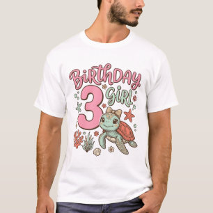 Sea Turtle 3rd Birthday Girl Vector Design_1 T-Shirt