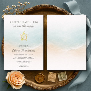 Sea Turtle A Little Hatchling Baby Shower  Invitation