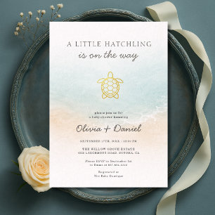 Sea Turtle A Little Hatchling Couples Baby Shower  Invitation