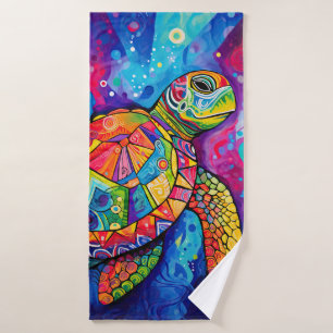 Sea Turtle Abstract Earth Day Ocean Beach Nature Bath Towel