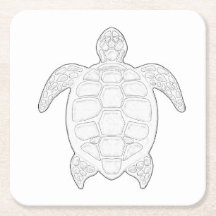 Sea Turtle Adult Colouring Paper Coaster