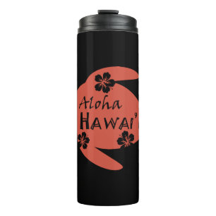 Sea Turtle Aloha Hawaii Hibiscus Orange Graphics Thermal Tumbler