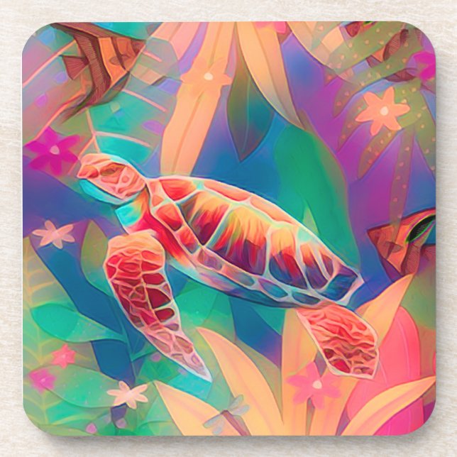 Sea Turtle and Angelfish Coaster (Front)