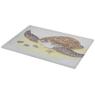 Sea Turtle and Babies Cutting Board