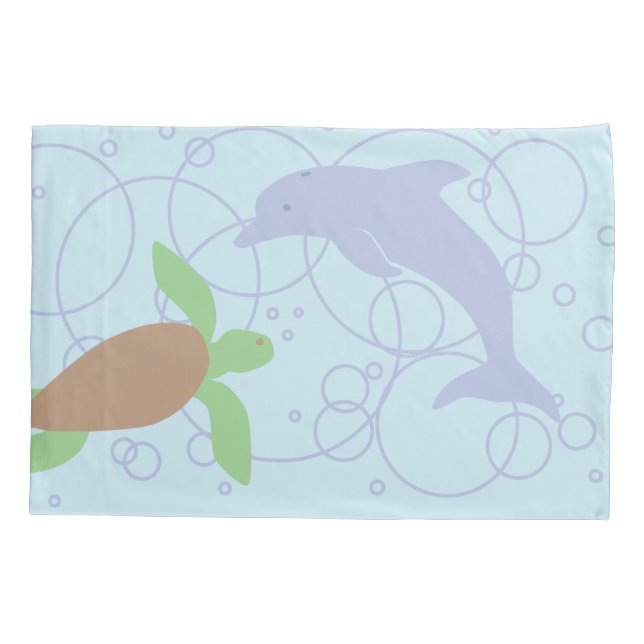 Sea Turtle and Dolphin Pillowcase (Back)