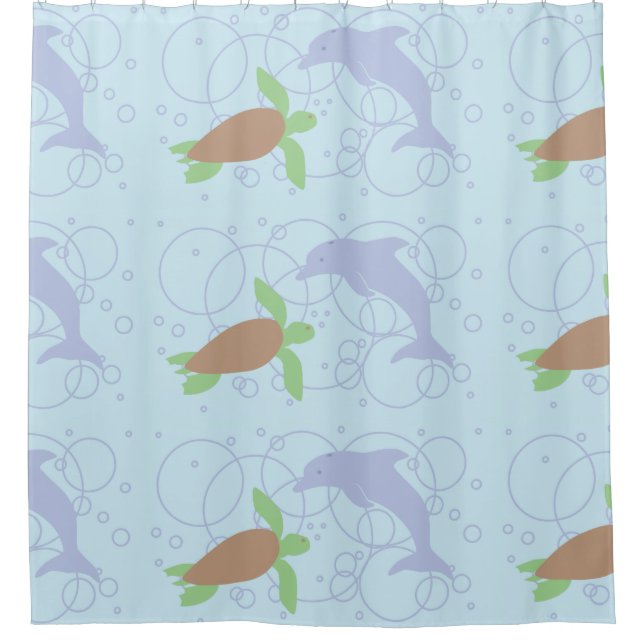 Sea Turtle and Dolphin Shower Curtain (Front)