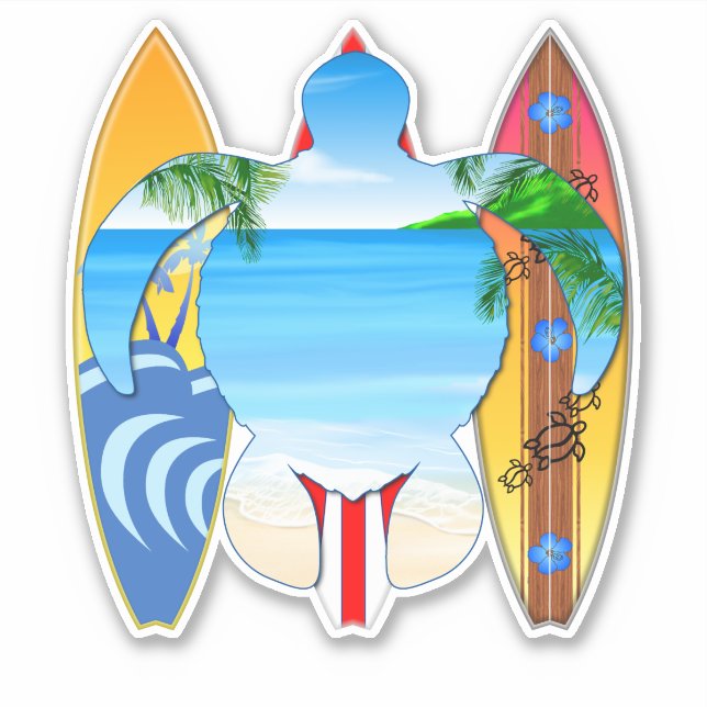 Sea Turtle and Surfboards (Front)