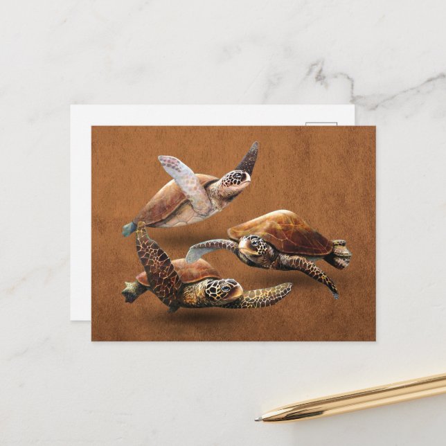 Sea Turtle Animals Extinction Save The Turtles Postcard (Front/Back In Situ)