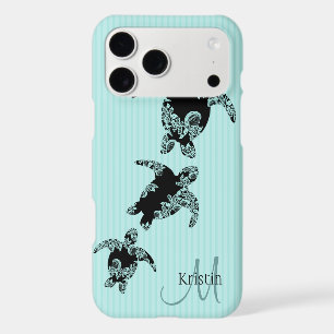 Sea Turtle Aqua Stripe with Monogram