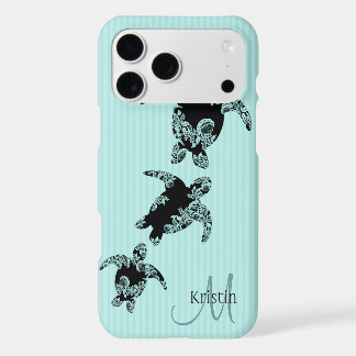 Sea Turtle Aqua Stripe with Monogram