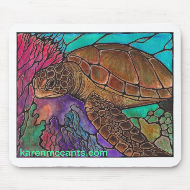 Sea Turtle Art...awesome stained glass style! Mouse Pad (Front)