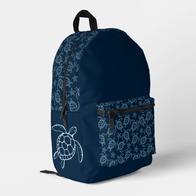 'Sea Turtle Art Pattern' Backpack (Back Corner Left)