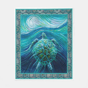 Sea Turtle Art Quilt Blanket Great Customized
