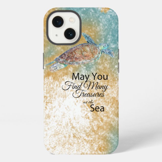 Sea Turtle Art Quote iPhone Case (Back)