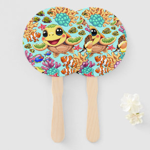 Sea Turtle Baby Happy and Cute Character Bumper St Hand Fan