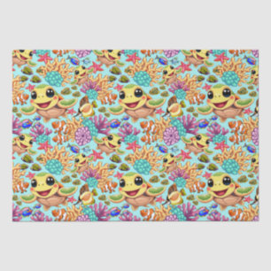 Sea Turtle Baby Happy and Cute Character Bumper St Tissue Paper